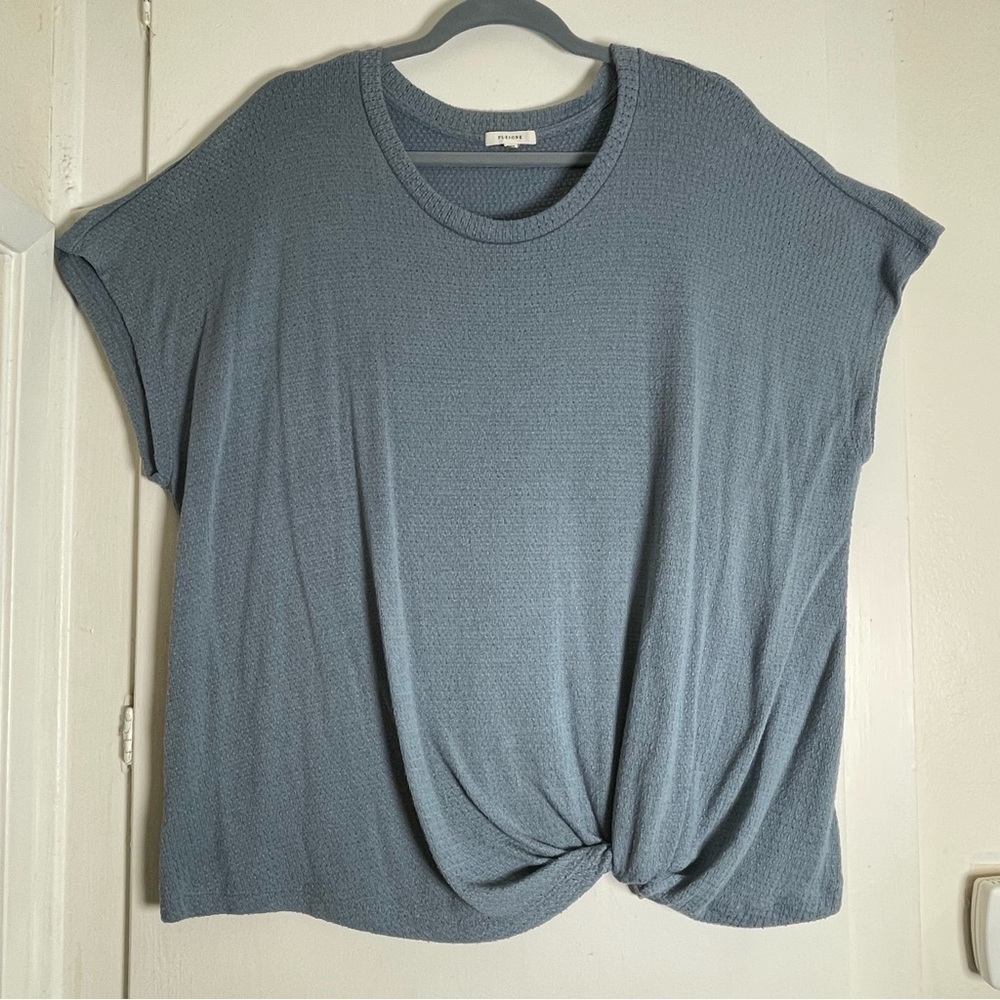Women's Dusty Blue Front Knotted Top 3XL